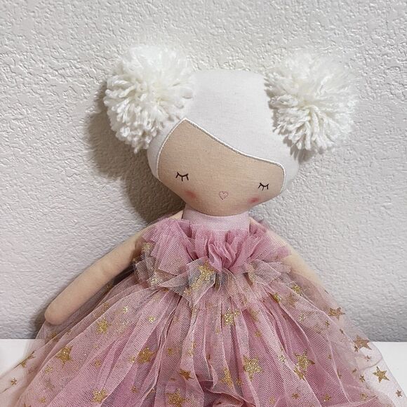 Alimrose Halle Ballerina Doll Fair & Blonde Pom Pom Hair Pink Tulle Dress 18.5" - Picture 2 of 16